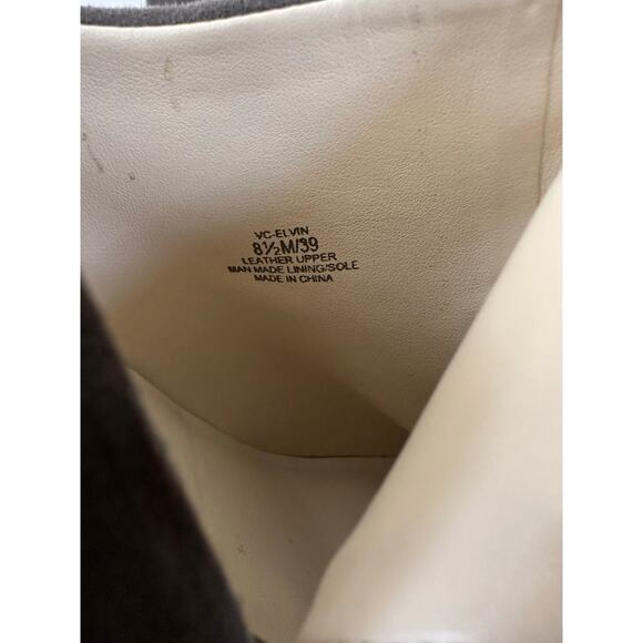 NEW Vince Camuto Stiletto Dark Gray Suede Ankle Logo Zipper Elvin Booties 8.5 - Picture 8 of 12